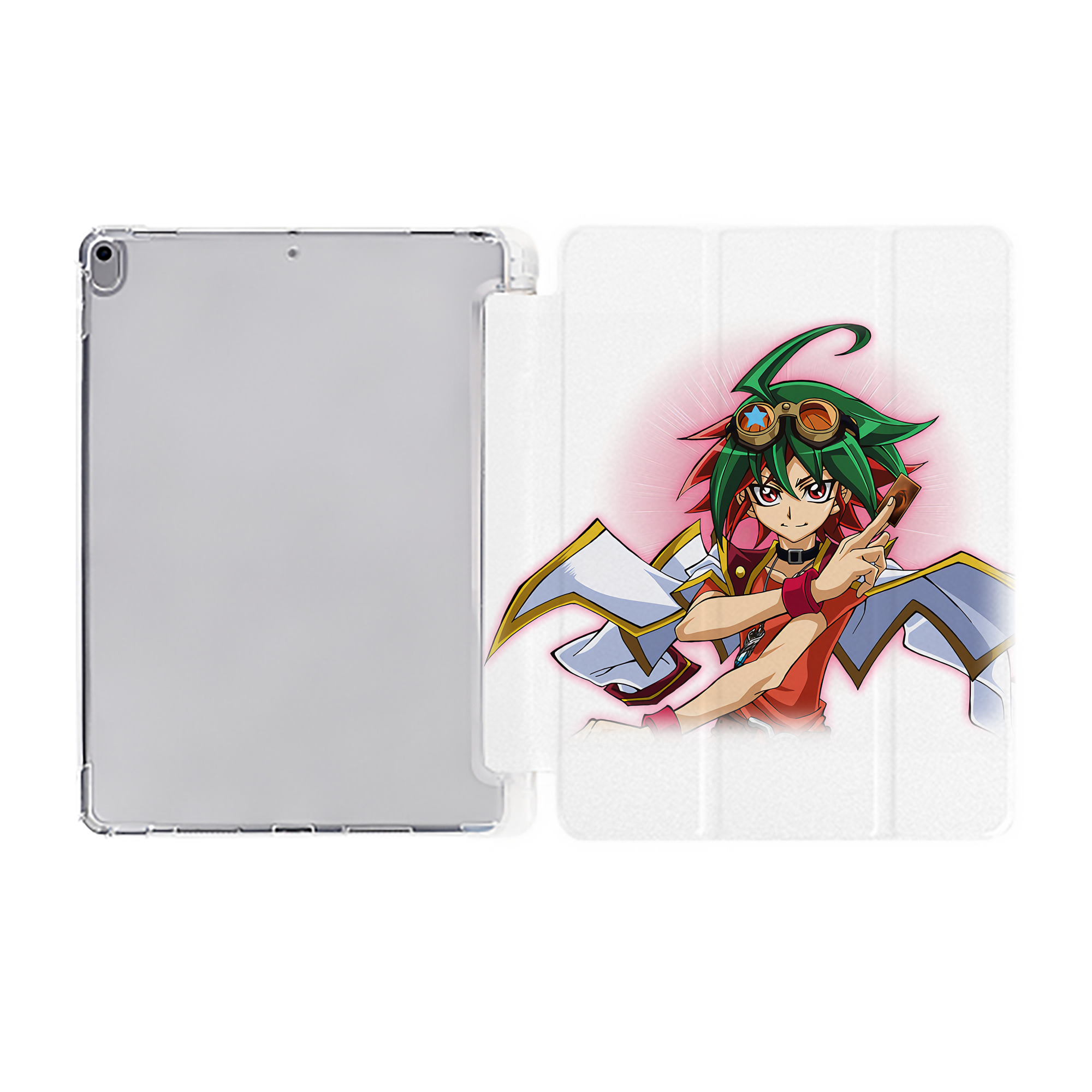 （画像用） 遊☆戯☆王 Yu-Gi-Oh! IPad ケース ペン収納付き 三つ折りスタンド PUレザー×シリコン 対応機種9.5/10.5/10.9インチ